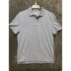 NWT American Eagle Polo Shirt Men M Blue White Thin Striped Preppy Nautical Golf